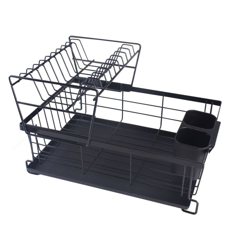 Dwupoziomowa suszarka Bauerkraft ociekacz z tacką czarna 1 szt.