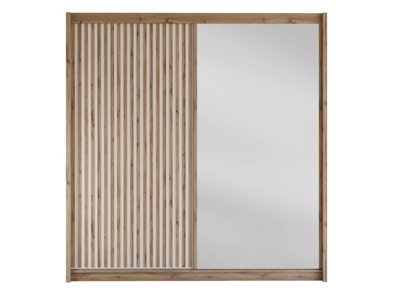 Szafa przesuwna z lustrem MIRJAN 24 London 203 biały + dąb wotan 1 szt.