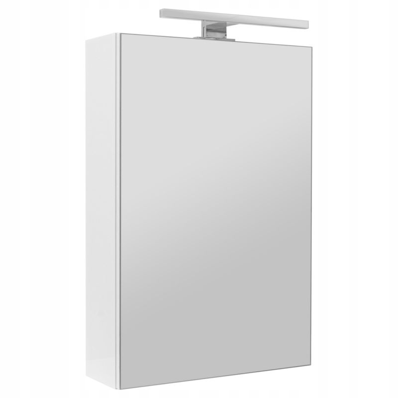 Szafka łazienkowa z lustrem MyFurni, 40 cm, biała połysk, oświetlenie LED, wisząca, lustrzana, 1 kpl.