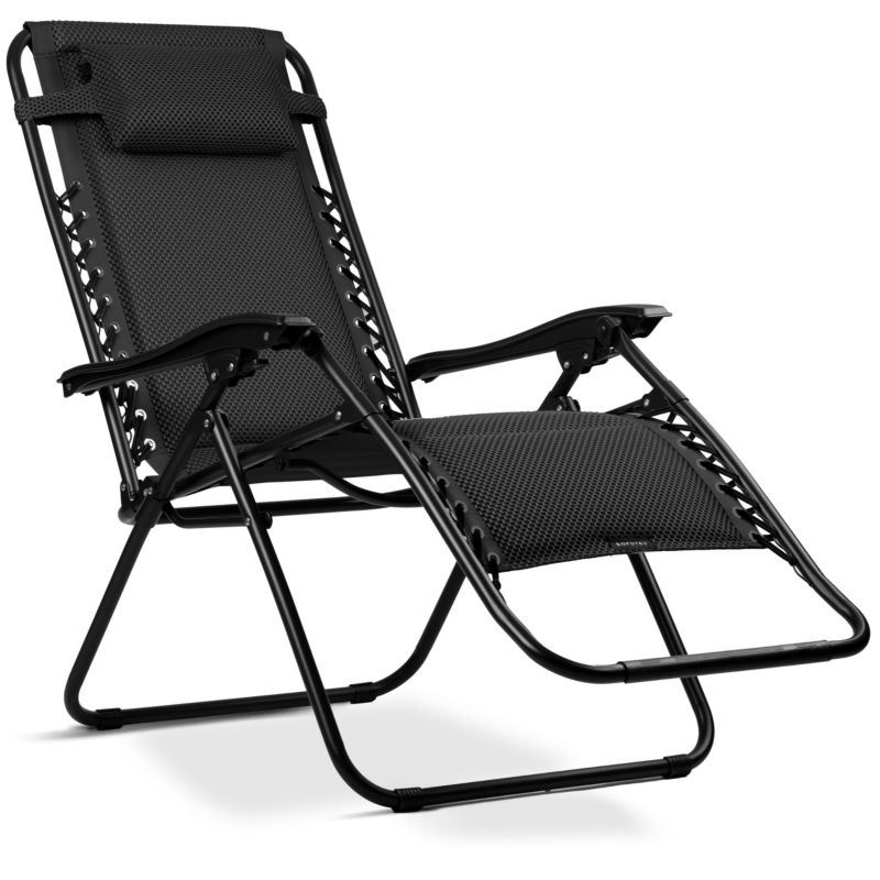 Leżak ogrodowy Sofotel składany plażowy grawitacyjny fotel na taras do ogrodu czarny 1 szt.