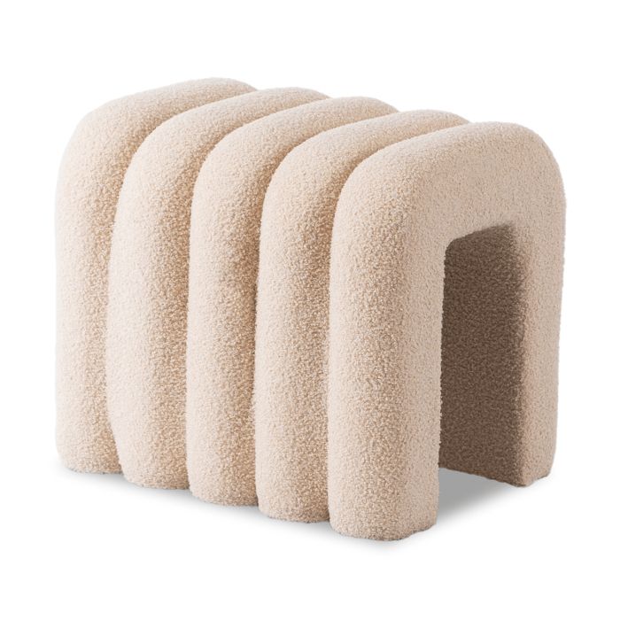 Pufa Mebel Elite PIKSEL Siedzisko Do Przedpokoju Toaletki Teddy Puf Beżowa 1 szt