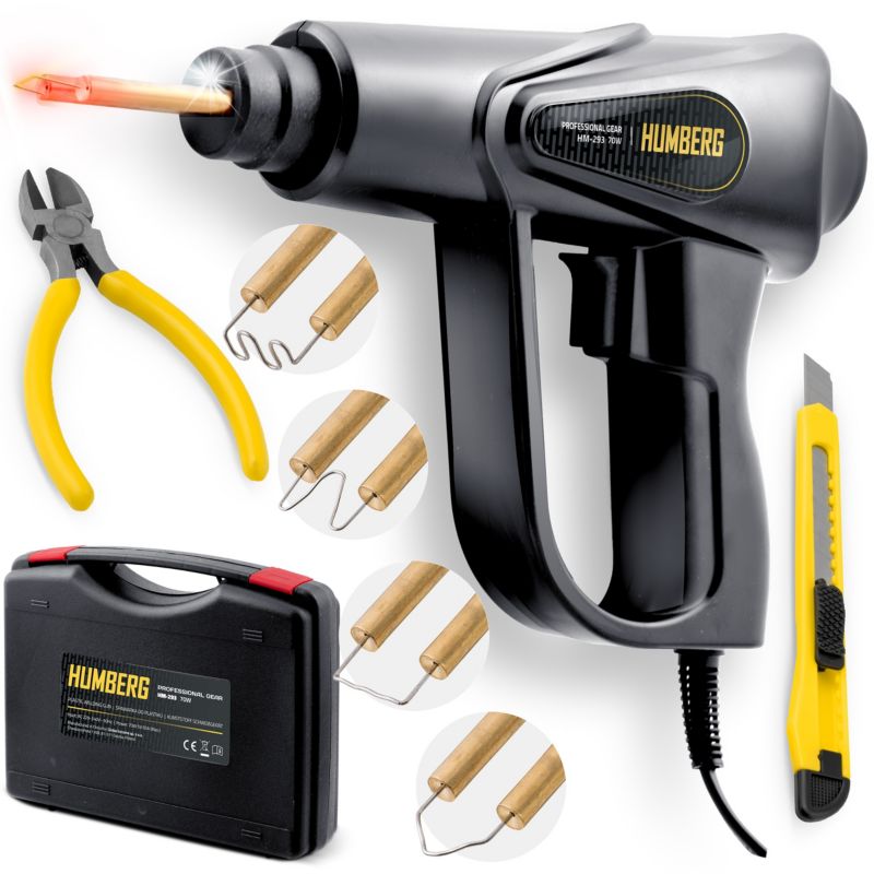 Spawarka do plastiku Humberg zgrzewarka do tworzywa + zszywki 200 szt. lutownica 70W 1 szt.