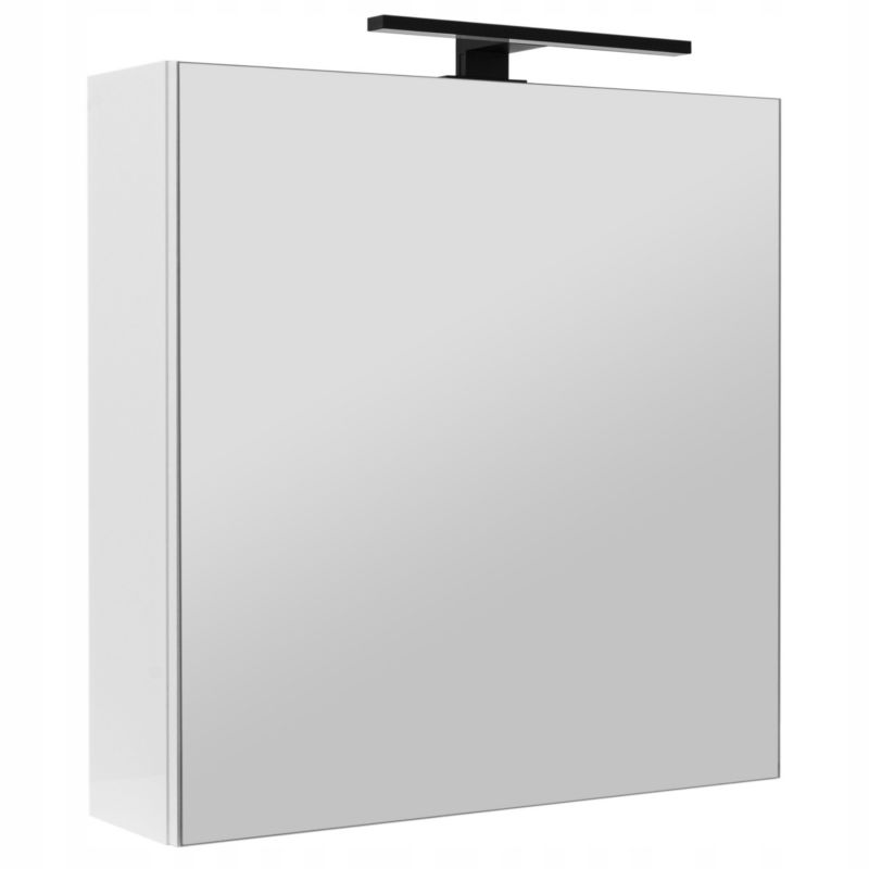 Szafka łazienkowa z lustrem MyFurni, 60 cm, biała połysk, oświetlenie LED, wisząca, lustrzana, 1 kpl.