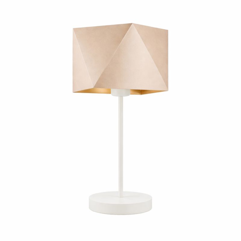 Lampka Nocna Volta Light Factory Burne Abażur Beżowy ze złotem Diament 1xE27 1szt.