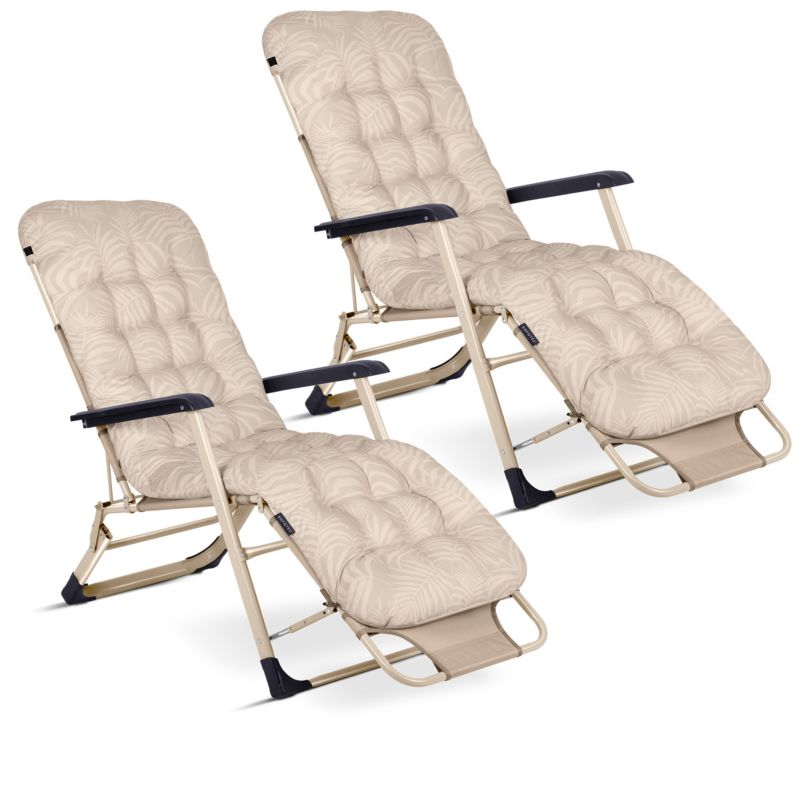 Leżak ogrodowy z poduszką Sofotel 162x60x75 cm plażowy składany na taras balkon 2 szt.