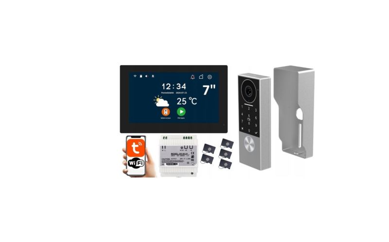 Wideodomofon Reer Ips Kw07 Din Wifi 1080P App 7' Tuya 2 Żyłowy Pastylki Klawiatura 1 Szt