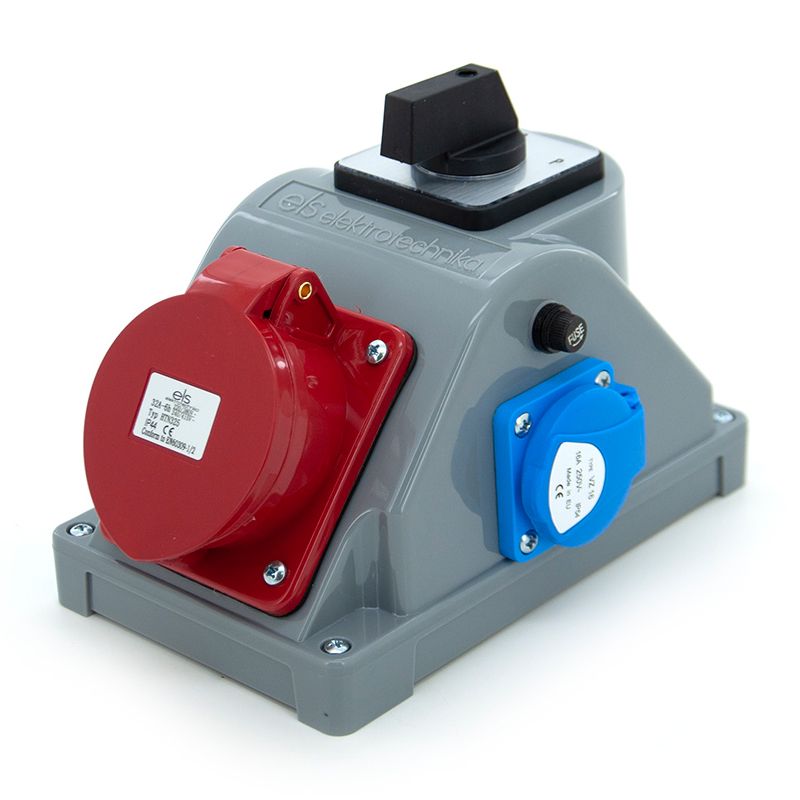 Rozdzielnica typ COMBOPOL, zestaw gniazd ELS Elektrotechnika N1T01LP 1x32A/5 1x230V, bezpiecznik T10A, wyłącznik L-0-P, 1 szt.