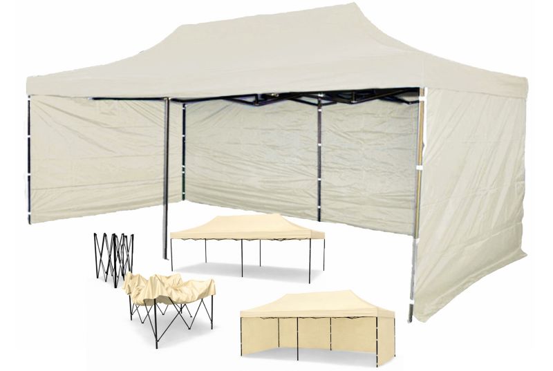 Extra Namiot ogrodowy 3x6 Mocne Namioty 60 kg Pawilon Handlowy ekspresowy targowy składany automatyczny imprezowy Kremowy 1 szt.