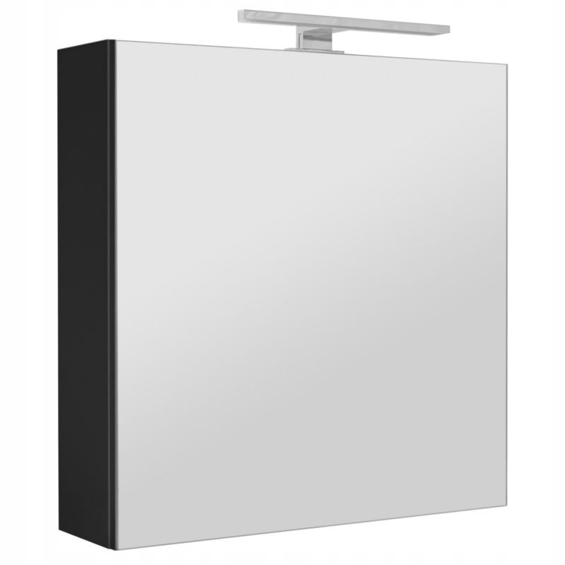 Szafka łazienkowa z lustrem MyFurni, 60 cm, czarna matowa, oświetlenie LED, wisząca, lustrzana, 1 kpl.