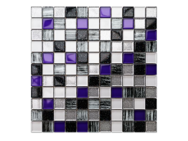 Mozaika szklana Ilcom fiolet perła silver nero brokat zebra 30x30cm 1 szt.