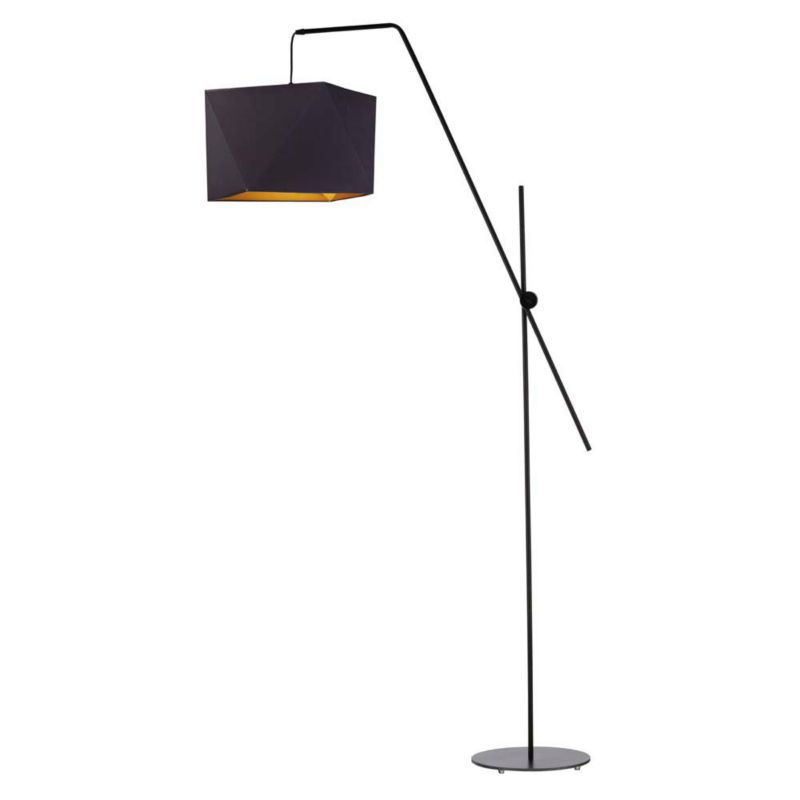 Lampa stojąca Volta Light Factory podłogowa przegubowa regulowana z abażurem czarny ze złotem diament MODERN 1szt.