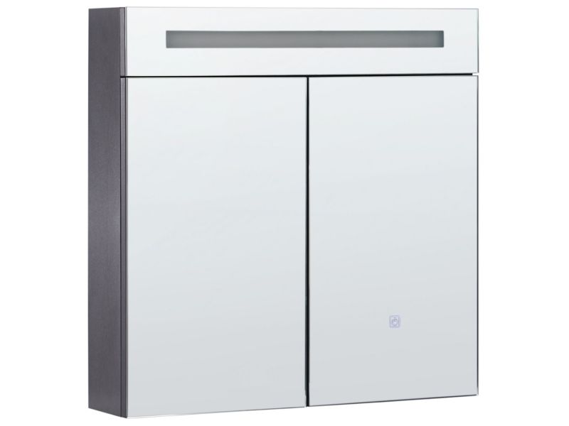 Szafka łazienkowa wisząca z lustrem LED 60 x 60 cm czarna Jaramillo 1 szt.