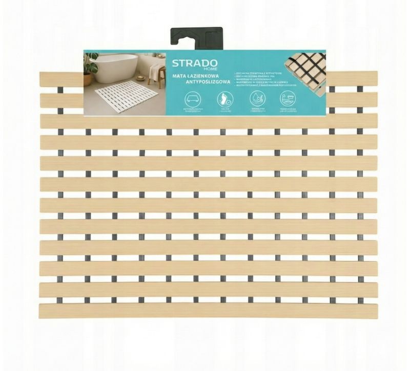 Mata STRADO łazienkowa antypoślizgowa kremowa pod prysznic brodzik do sauny basenu 43x61cm