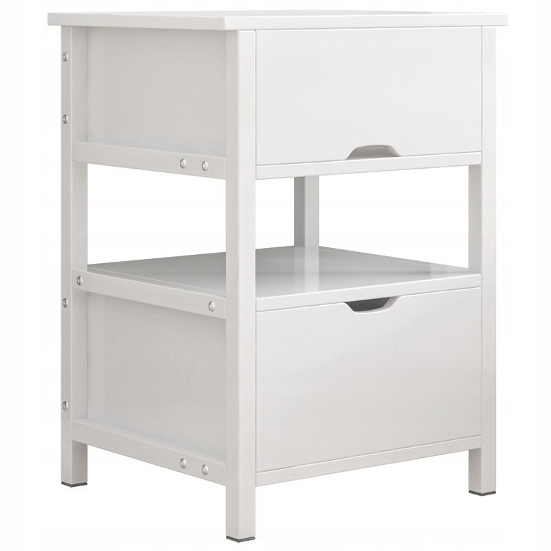 Szafka nocna Rebiko biała z 2 szufladami nowoczesna loft stolik do sypialni 1 szt.