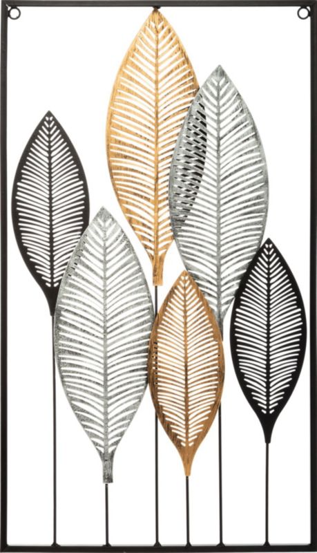 Metalowa ozdoba ścienna liście Atmosphera wielokolorowa 37x65 cm 1 szt.