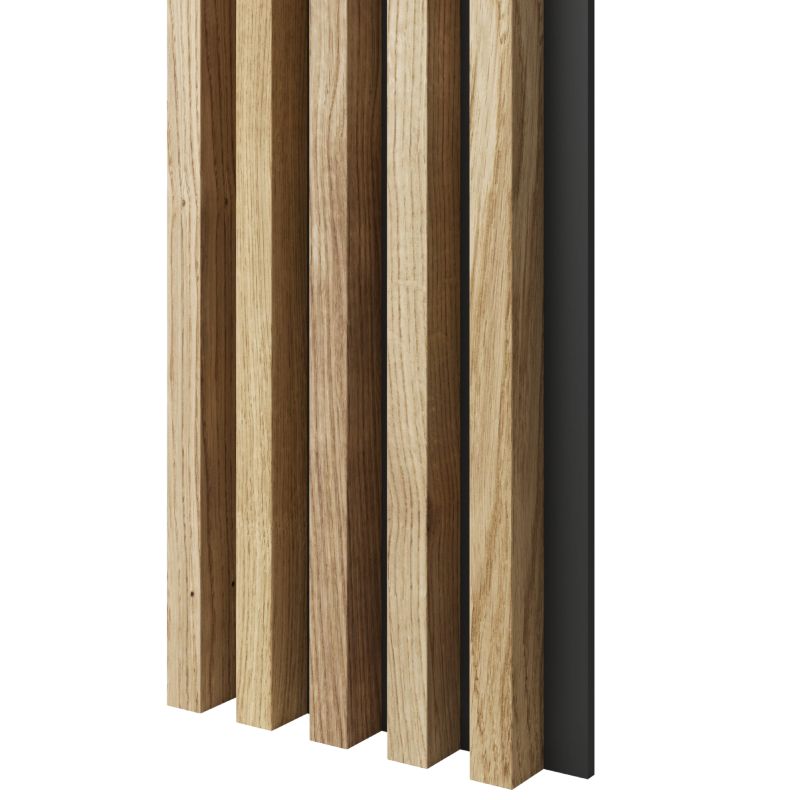 Lamele 3x4cm na czarnej płycie MDF LAMELE3D fornir dębowy naturalny 1 szt