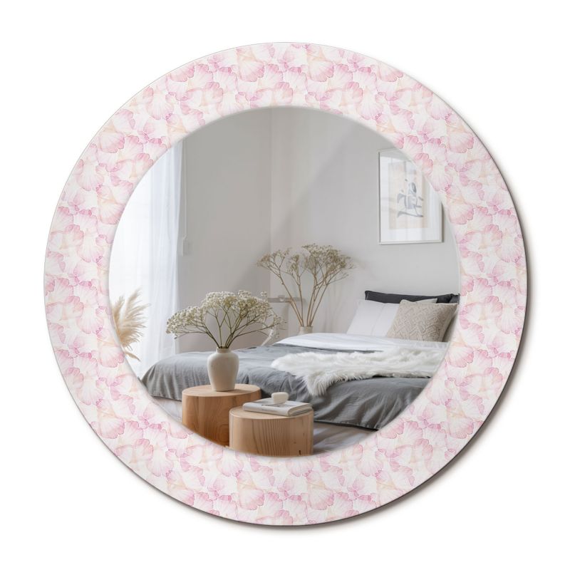 Lustro Okrągłe z Nadrukiem ArtPrintCave 50 cm Płatki Kwiatów Ozdobna Rama Szklana z Printem do Łazienki 1 szt.