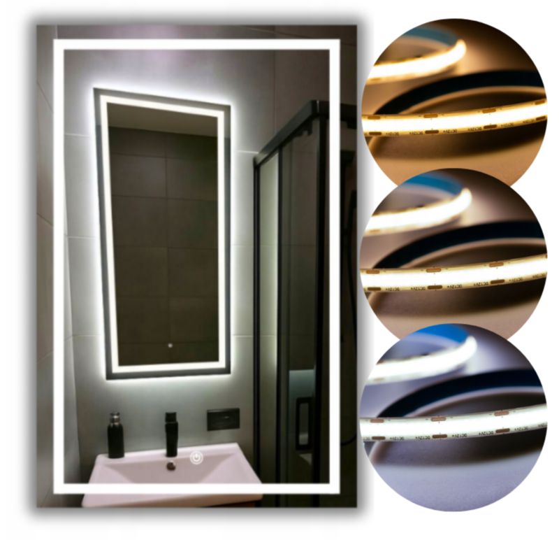 Lustro Led 60x80 COB CCT 608 diod/m z Włącznikiem Dotykowym - 3 Barwy 1 szt.