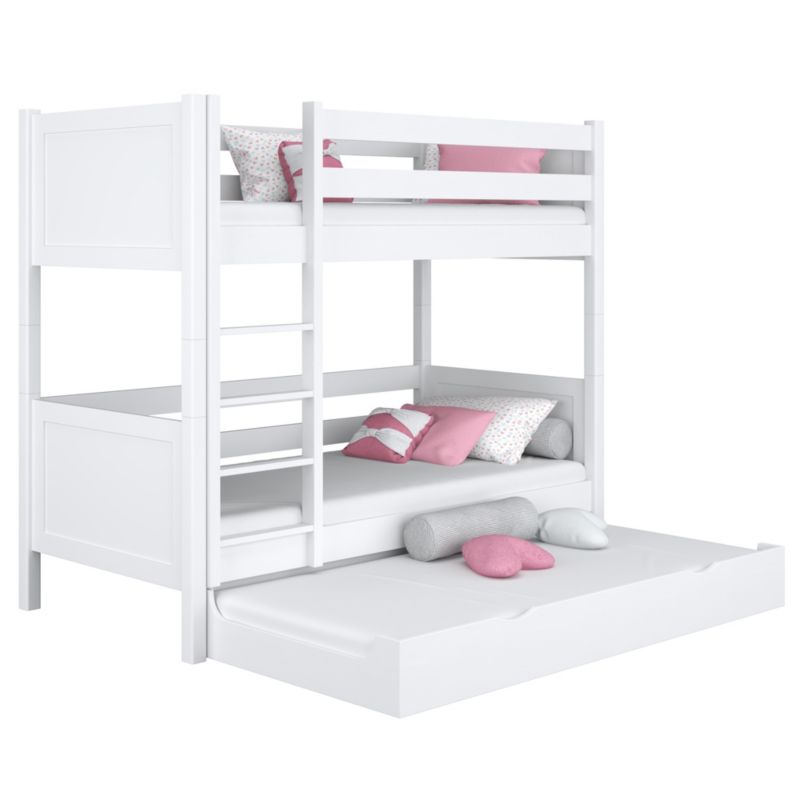 Drewniane łóżko N-WOOD piętrowe z szufladą na materac N02 biały 90x180 1szt.