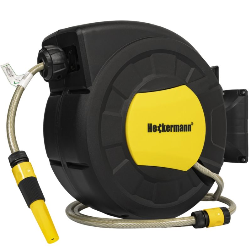Wąż ogrodowy Heckermann zwijany automatyczny bęben ze zwijaczem 22 m 13 mm pistolet zraszający akcesoria 1szt