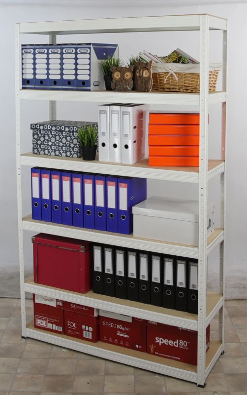 Regał metalowy MODO24 magazynowy stojak biały helios 196x150x30cm 6 półek po 175 kg 1 szt.