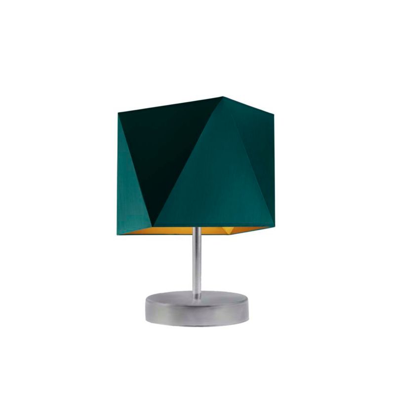 Lampka Nocna Volta Light Factory Picolo Abażur Srebrny/Butelkowa zieleń ze złotem Diament 1xE27 1szt.