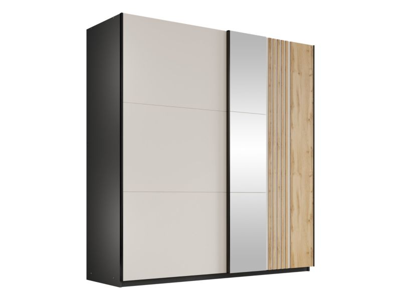 Szafa przesuwna MIRJAN 24 Evora 203 czarny / kaszmir / dąb wotan 1 szt.