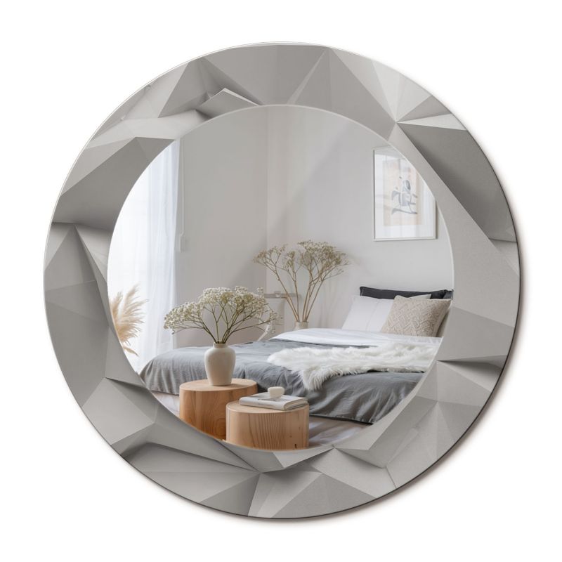 Lustro Dekoracyjne Okrągłe ArtPrintCave 50 cm Abstrakcyjny Biały Kryształ Ścienne Dekoracyjne do Salonu 1 szt.