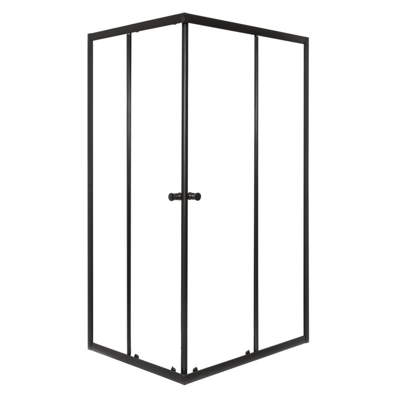 Kabina prysznicowa kwadratowa Kerra Olga BL SQ 90x80 cm bez brodzika profile czarne 1szt.