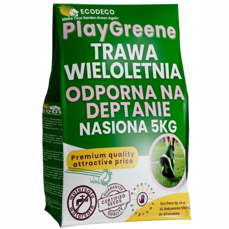 Trawa sportowa Eco Deco 5 kg nasion odporna na deptanie samozagęszczająca wieloletnia 1 szt.