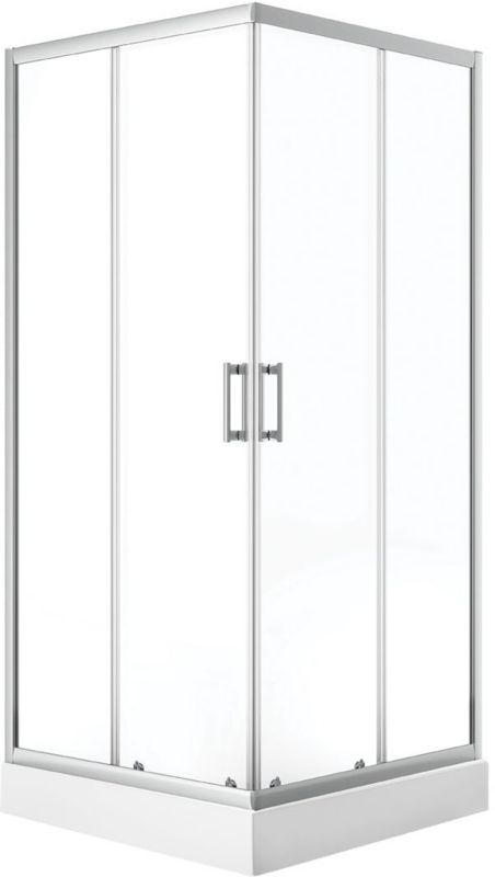 Kabina prysznicowa Laveo Bresso 80x80 cm, chrom, drzwi rozsuwane, szkło przezroczyste, 1 szt.
