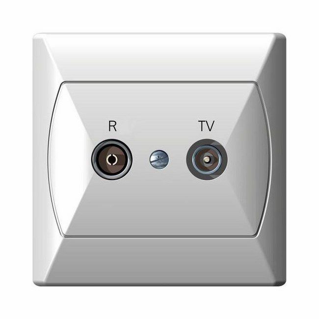 Gniazdo RTV końcowe Ospel Akcent białe