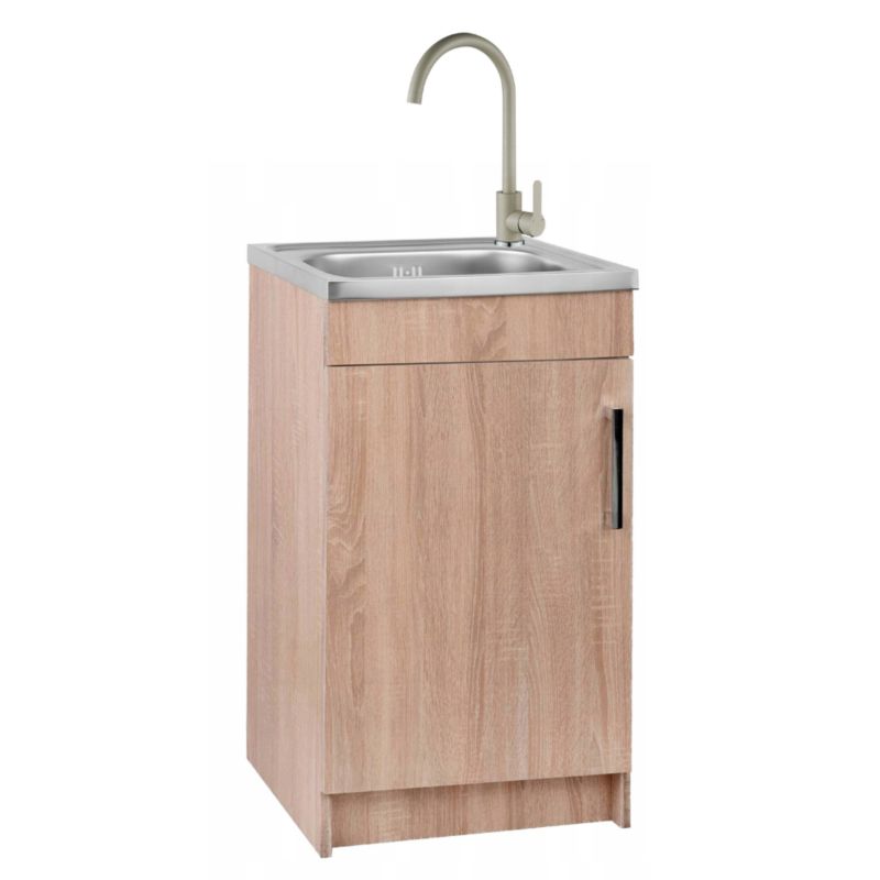 Szafka Kuchenna Stamar 500 x 400mm Dąb Sonoma Zlewozmywak Bateria Wysoka Oliwka Syfon 1 szt