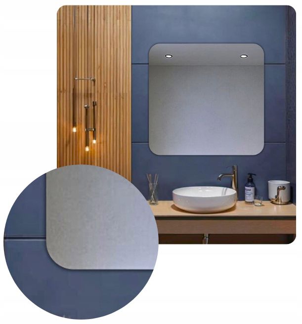 Lustro 120x120 cm Zaokrąglone Rogi Bez Oświetlenia Łazienkowe Bez Ramy 1 szt.