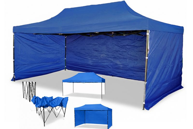 Namiot Handlowy 3x4,5 Mocne Namioty 38 kg Pawilon ekspresowy ogrodowy targowy składany automatyczny imprezowy Niebieski 1 szt.