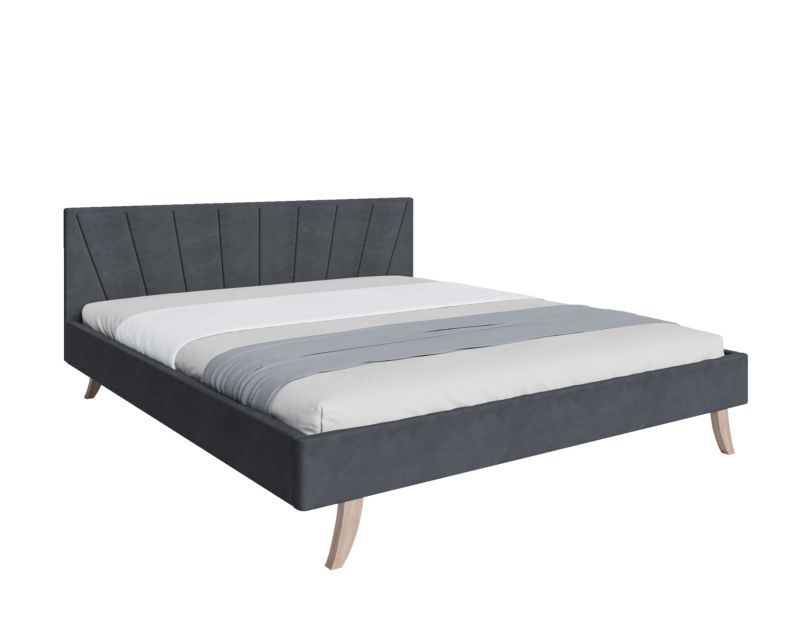 Łóżko śpijzdrowo tapicerowane MALMO 140x200 grafitowe z materacem 1 szt.