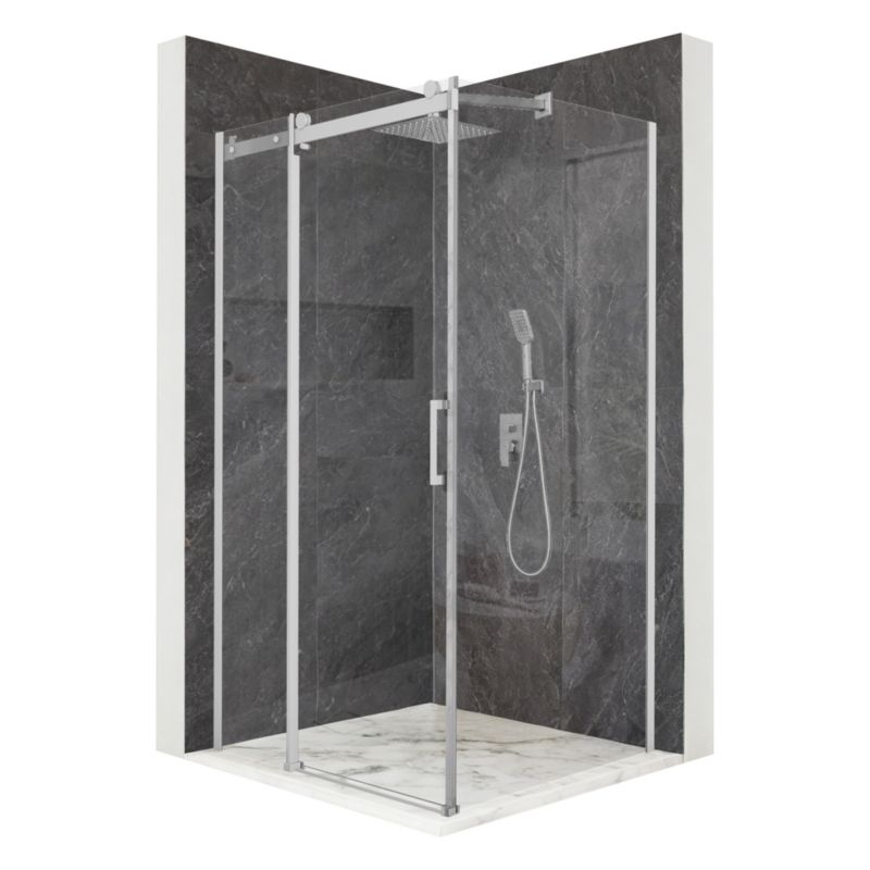 Kabina prysznicowa kwadratowa TECHGLOBE przesuwna srebrna 90x90 szkło 8mm + powłoka 1 szt.