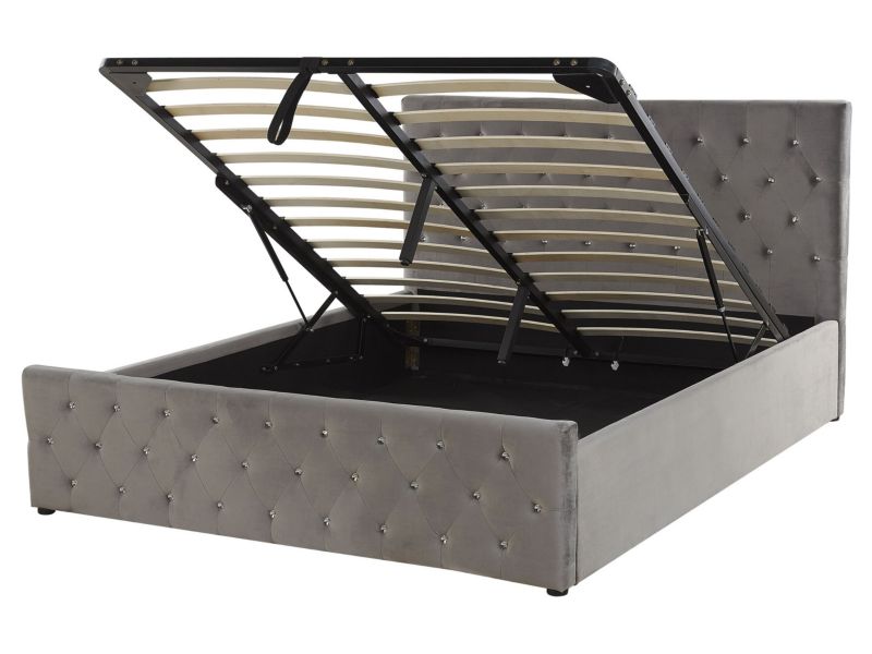 Łóżko z pojemnikiem welurowe 160 x 200 cm szare Amiens 1 szt.