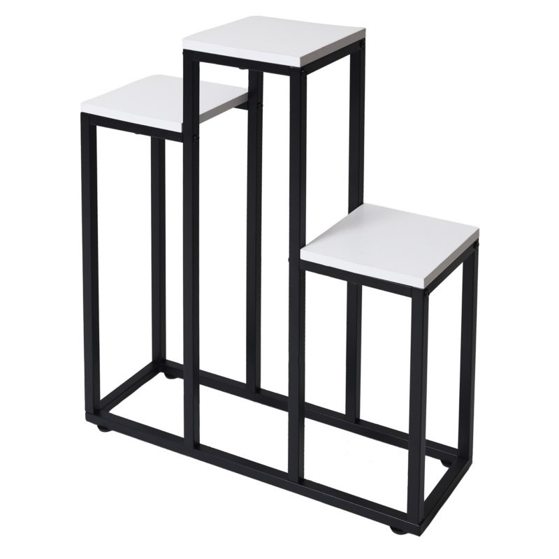 Kwietnik Bauerkraft metalowy piętrowy stojak na 3 kwiaty biały 1szt.