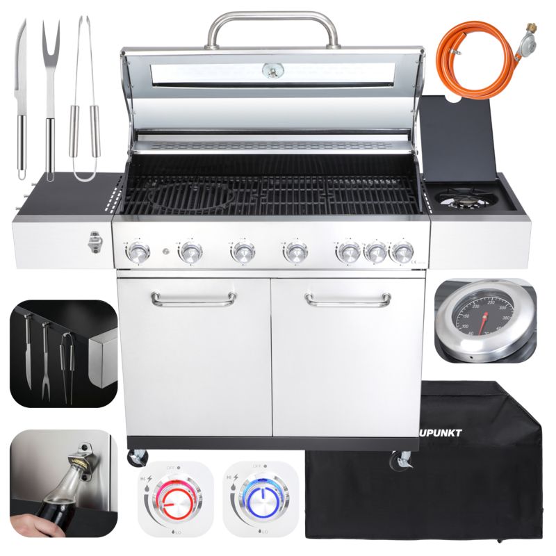 Grill Gazowy Blaupunkt ogrodowy 6 palników ruszt żeliwny XXL LED GG621 1szt.