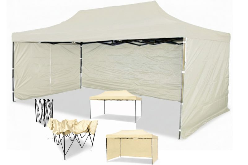 Namiot Handlowy 3x4,5 Mocne Namioty 38 kg Pawilon ekspresowy ogrodowy targowy składany automatyczny imprezowy Kremowy 1 szt.