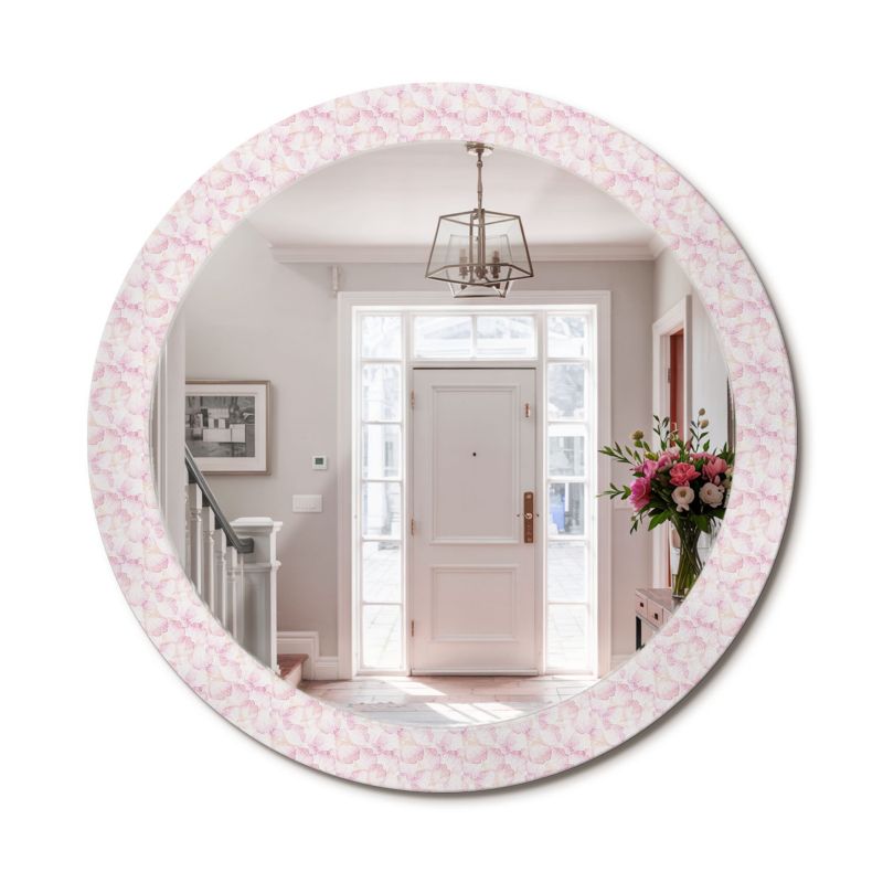 Lustro Okrągłe z Nadrukiem ArtPrintCave 80 cm Płatki Kwiatów Ozdobna Rama Szklana z Printem do Łazienki 1 szt.