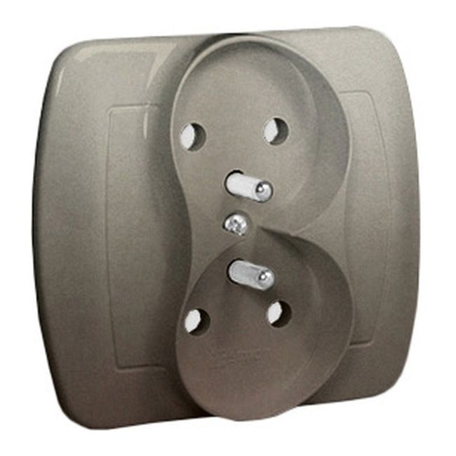 Gniazdo podwójne Kontakt-Simon Akord z uziemieniem satynowe