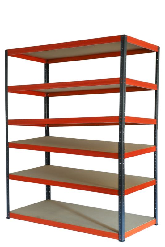 Regał metalowy MODO24 magazynowy grafitowo-pomarańczowy helios 213x150x30cm 6 półek po 175 kg 1 szt.