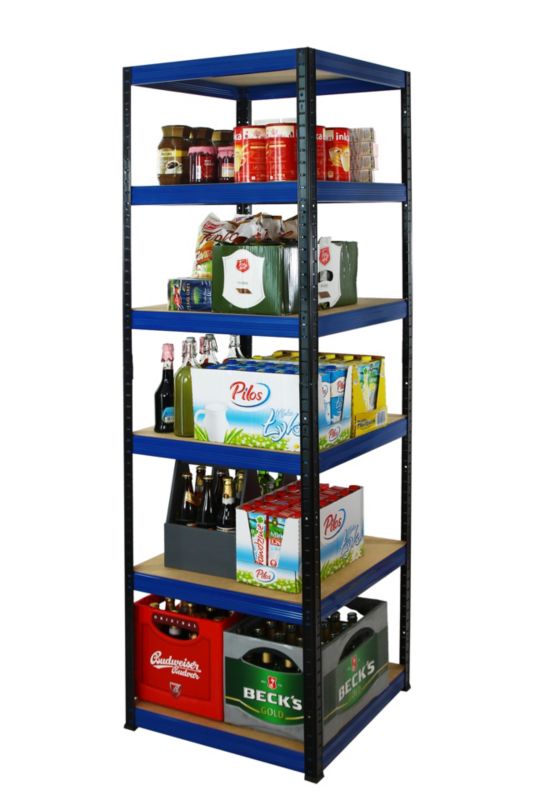 Regał metalowy MODO24 magazynowy stojak czarno-niebieski helios 196x50x50cm 6 półek po 175 kg 1 szt.