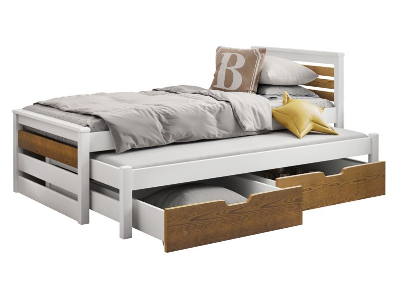 Łóżko dziecięce podwójne MIRJAN 24 Calwin 80x180 biały/dąb 1 szt.