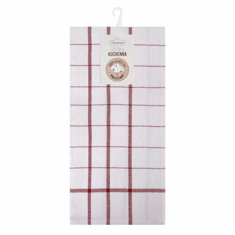 Ścierka kuchenna CHECK Eurofirany 50 x 70 cm biało, czerwona 1 szt.