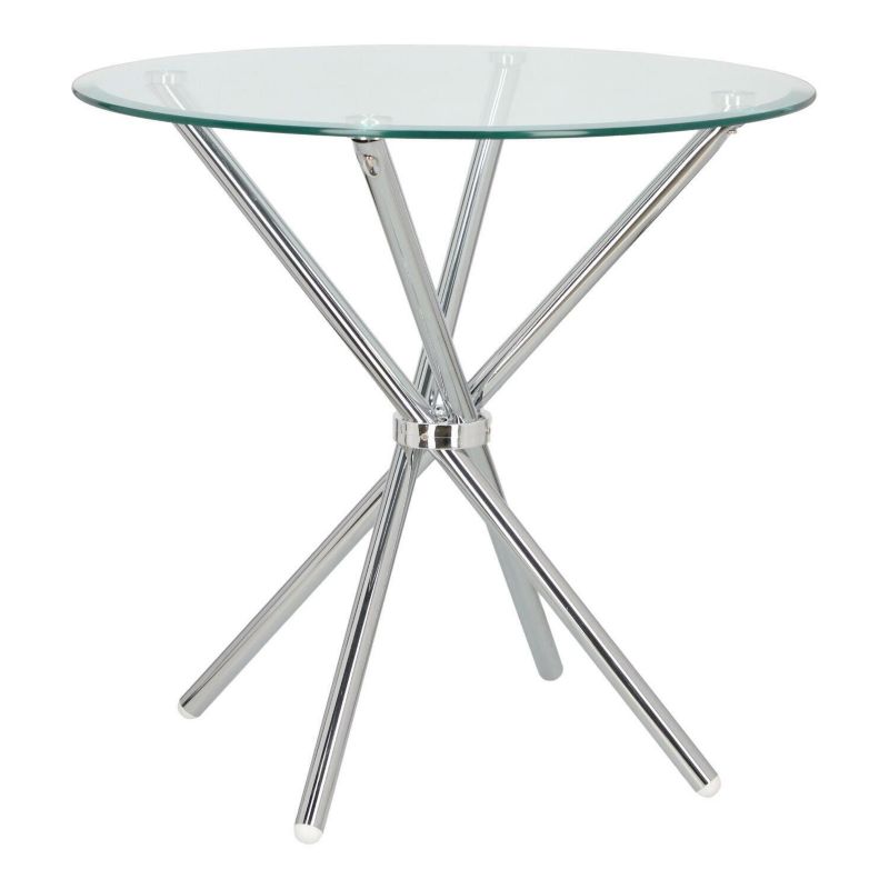Stół okrągły szklany UFO do jadalni i salonu INTESI transparentny chrom 80 cm 1 szt.