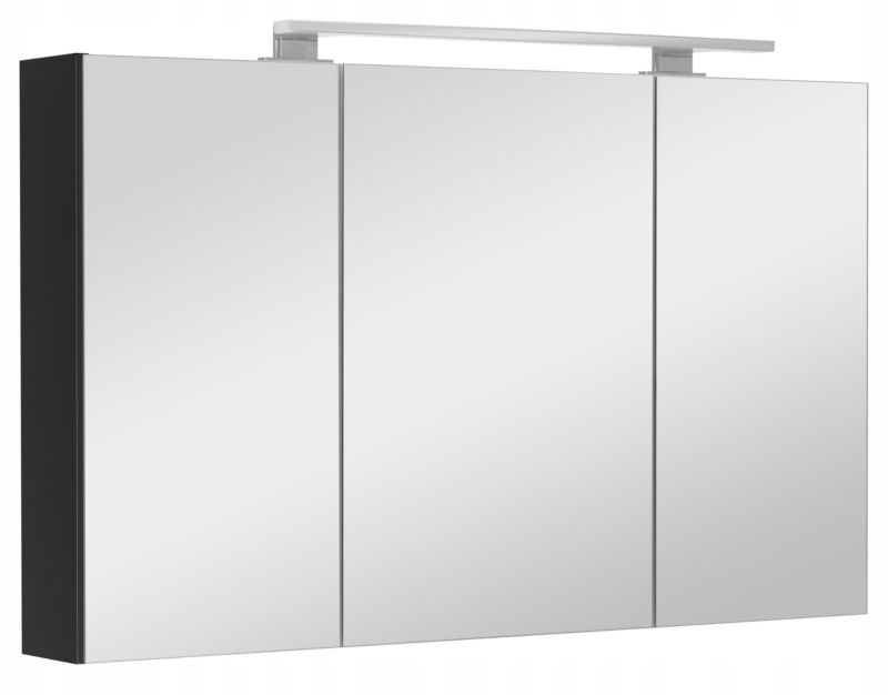 Szafka łazienkowa z lustrem MyFurni, 100 cm, czarna matowa, oświetlenie LED, wisząca, lustrzana, 1 kpl.