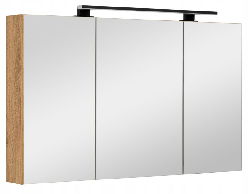 Szafka łazienkowa z lustrem MyFurni, 100 cm, dąb wotan, oświetlenie LED, wisząca, lustrzana, 1 kpl.